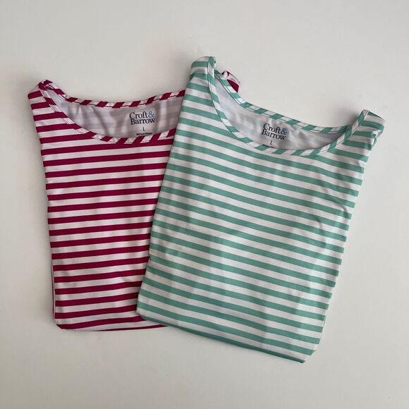 Croft & Barrow Striped Sleeveless 2 piece Tank Top Set Croft & Barrow Bundle W11 - Picture 1 of 5